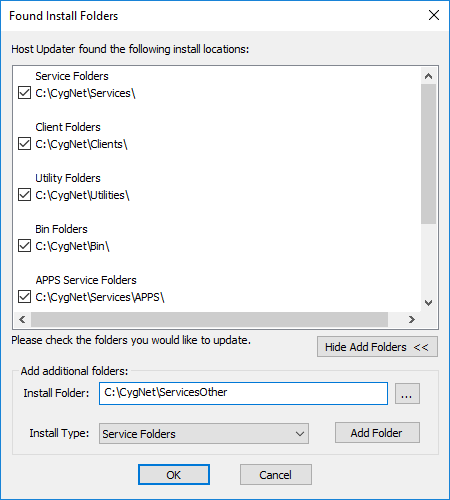 CygNet Host Updater sample dialog box